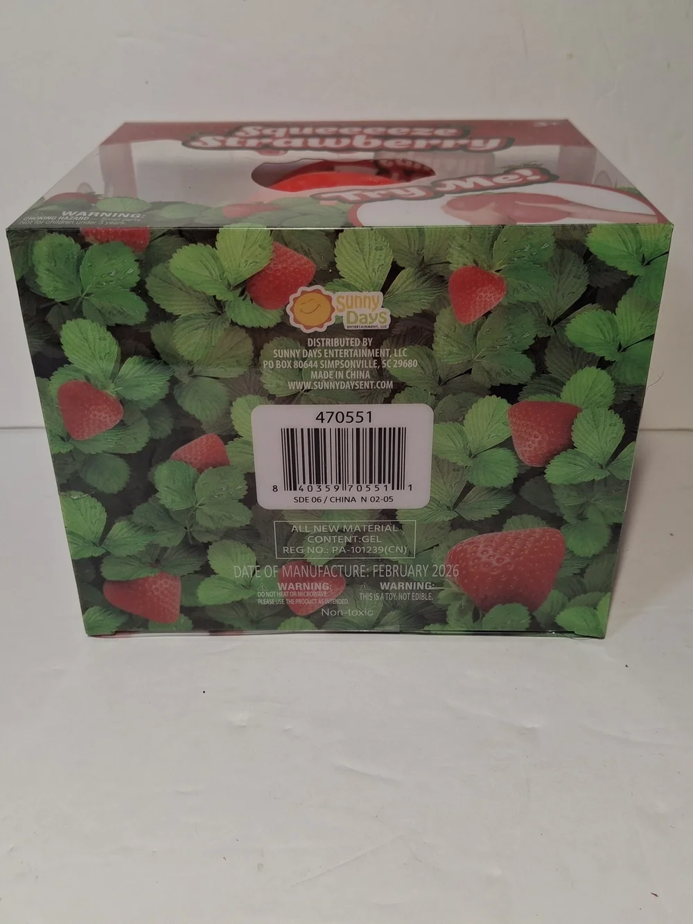 Sunny Days Squeeeeeze Strawberry Squishy Toy - Red- New In The Box